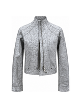 Load image into Gallery viewer, CRACKLE-EFFECT FUNNEL-NECK JACKET
